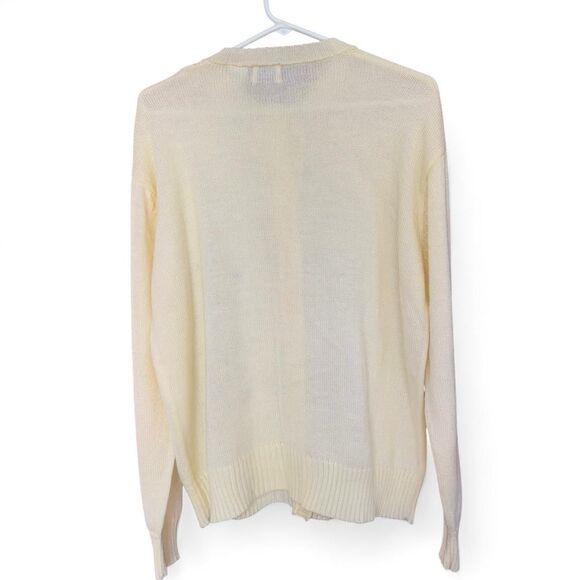 Vintage cream Melody Embroidered flower cardigan size 42 fits XL - Picture 2 of 8